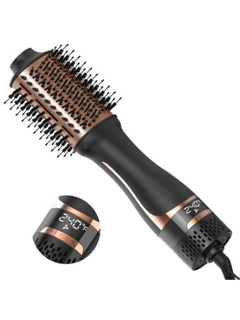 Hot Air Round Brush Hair Dryer - Black with Rose Gold